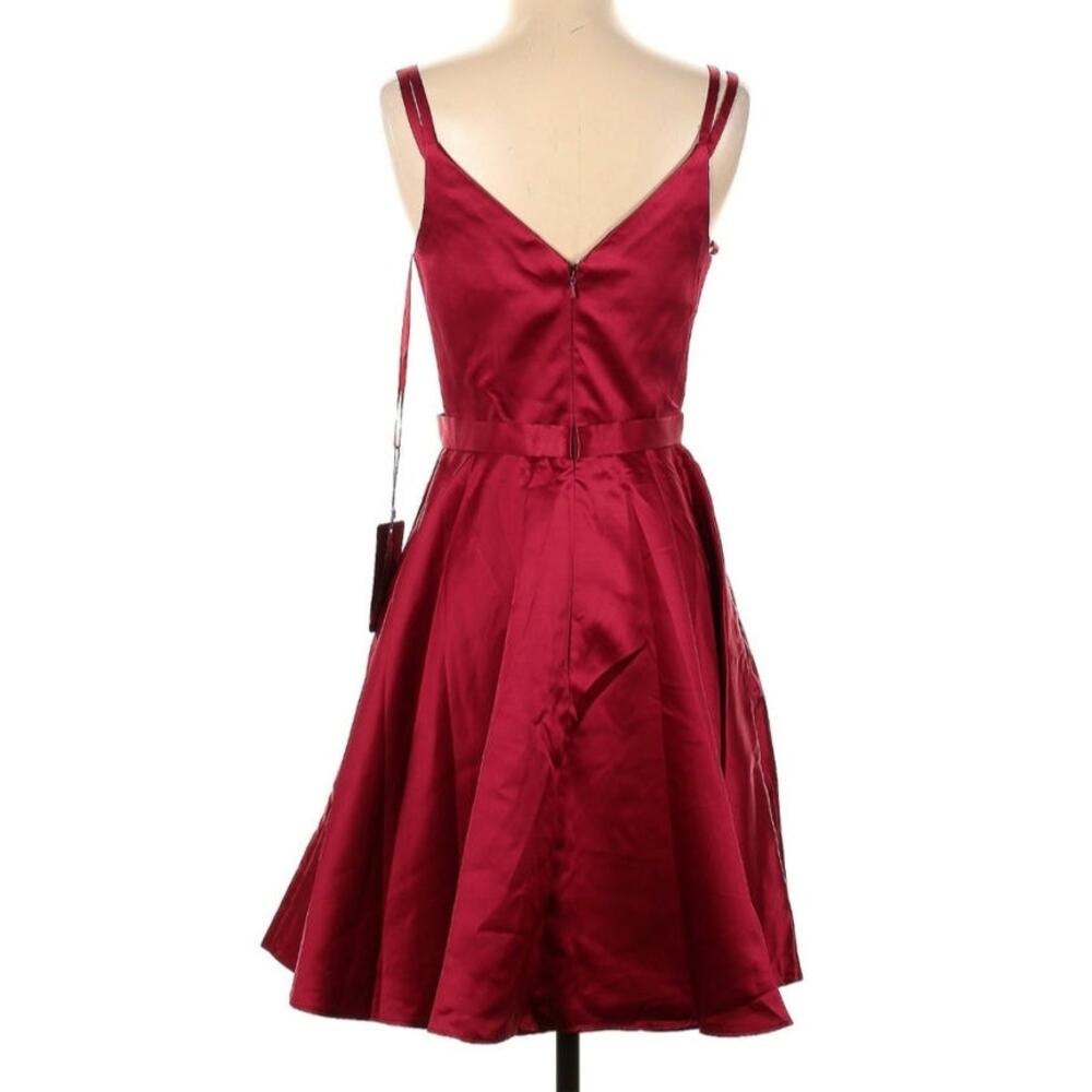 NWT Abby Paris Red Satin Mini Formal Dress - Picture 3 of 5